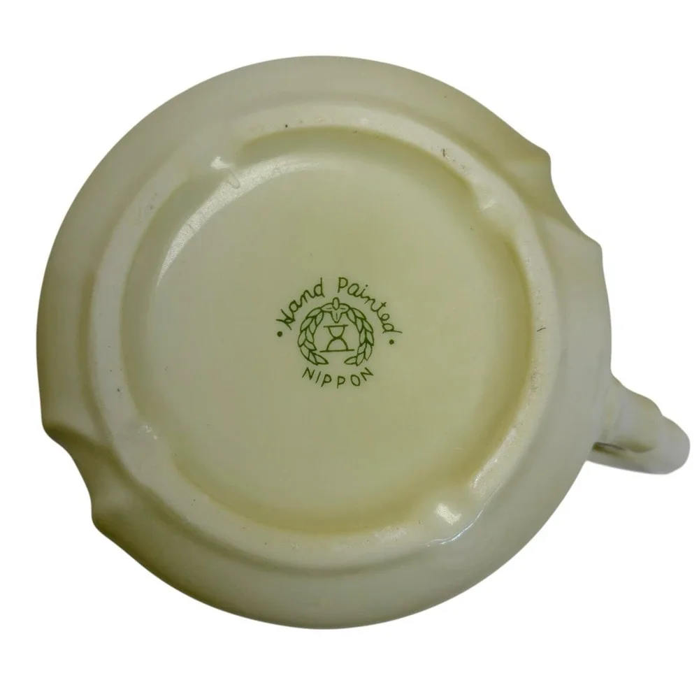 Vintage Victorian Nippon Porcelain Shaving Mug Cup Hand-Painted Floral Gold Rim